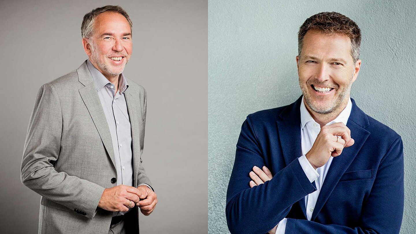 RTLZWEI-Geschäftsführer Andreas Bartl (links) und Bernd Reichart, Vorstandsvorsitzender der „Stiftung RTL – Wir helfen Kindern e. V.“ und CEO der Mediengruppe RTL Deutschland (rechts) 